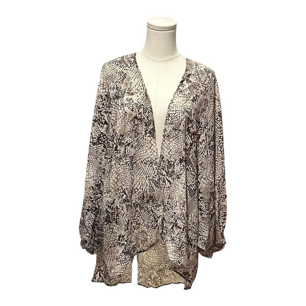 Vince Camuto Snakeskin Print Open Front Chiffon Cardigan